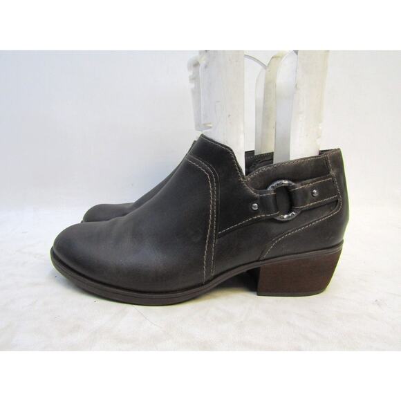 Clarks Womens Sz 7 M Brown Leather Zip Ankle Fashion Boots Bootie - Picture 1 of 11